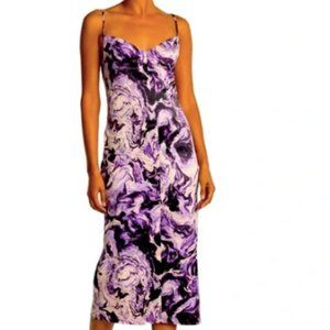 AFRM purple/ black swirl midi dress